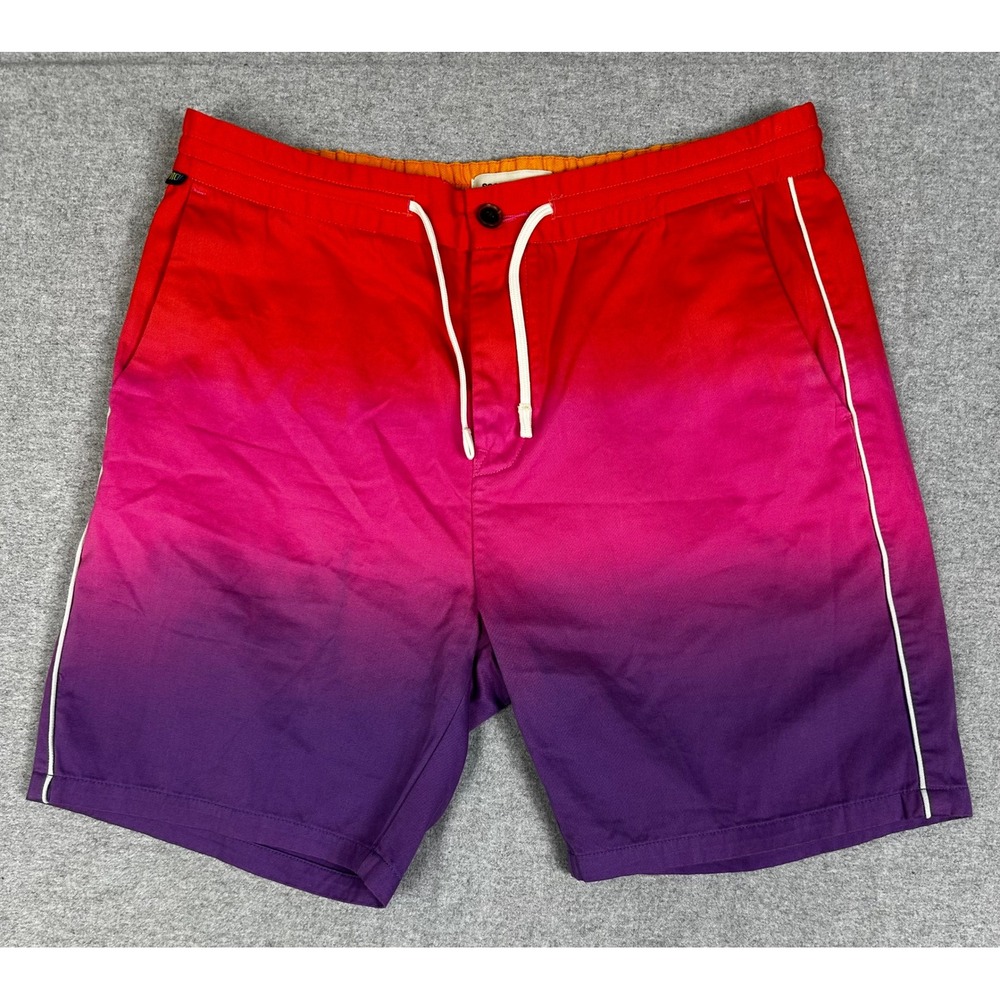 Scotch Soda Shorts Mens 34 7" Inseam Red Ombre Canvas Drawstring Piping